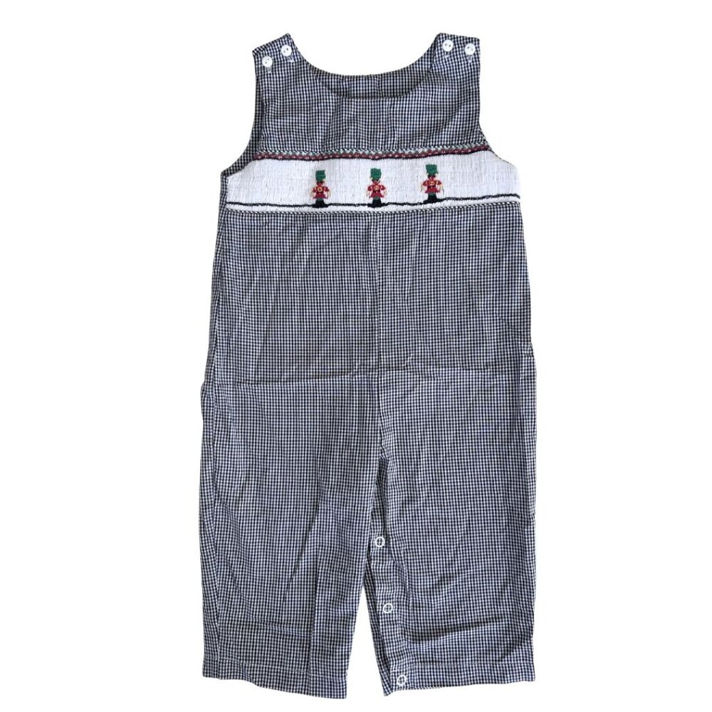 Christmas Smocked Black Plaid Jon Jon, size 12 months